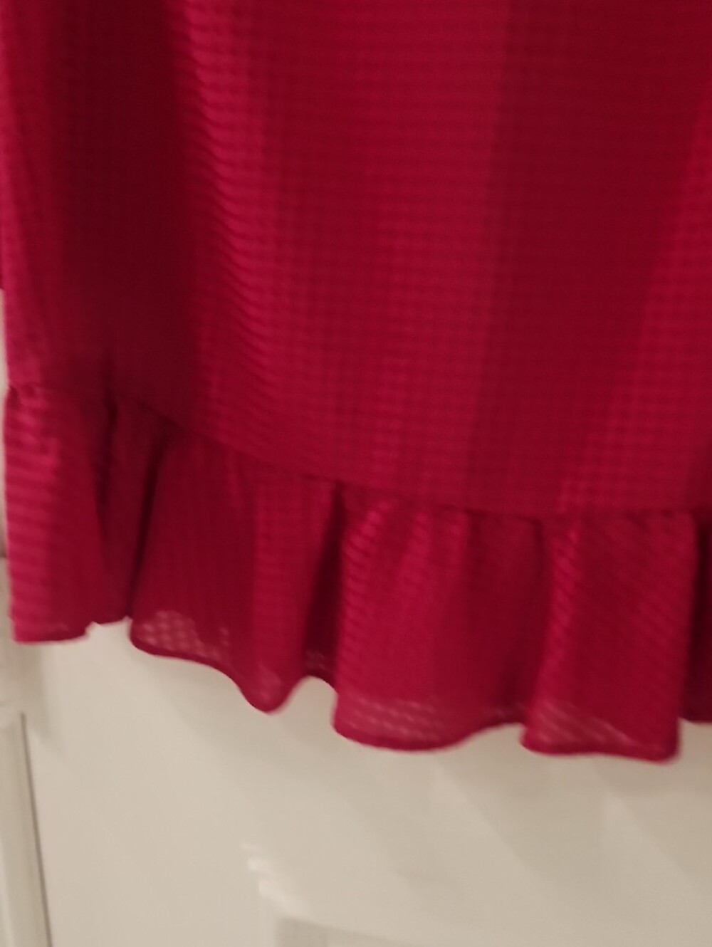 Women’s Red Ruffled Hem Blouse - Picture 3 of 6